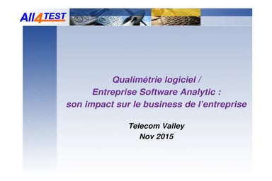 qualimétrie logiciel -  Entreprise Software Analytic - nov 2015