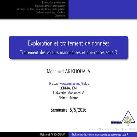 Traitement des données manquantes et aberrantes sous R