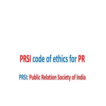 PRSI code of ethics for pr