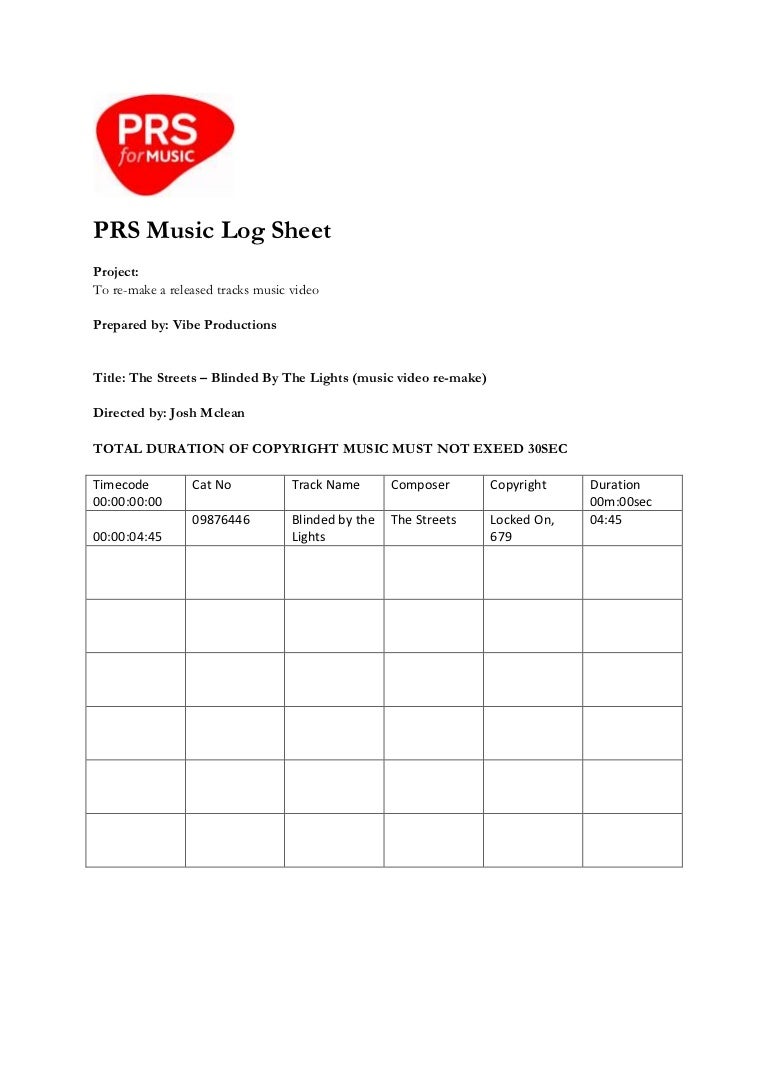 PRS sheet complete