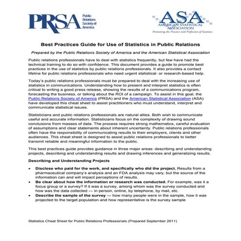 Best Practices Guide for the Use of Statistics in Public Relations