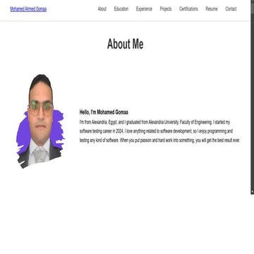 Mohamed Gomaa Portfolio coded frontend and uploaded to github | PPT