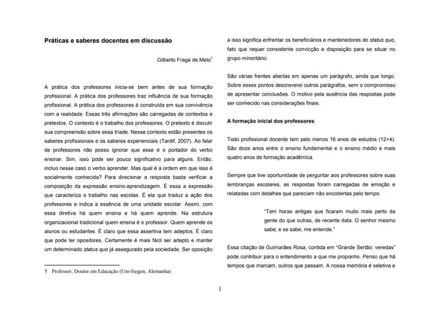 Práticas e saberes docentes