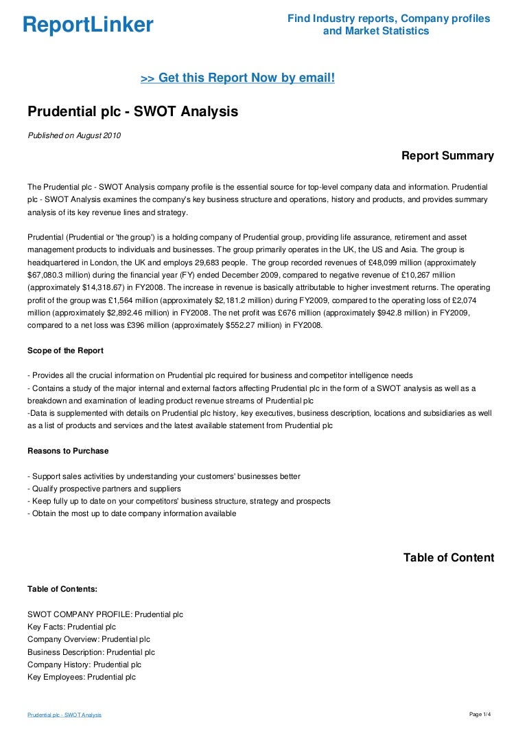 Prudential plc SWOT Analysis