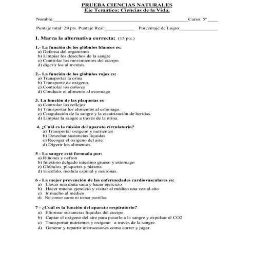 Prueba ciencias naturales