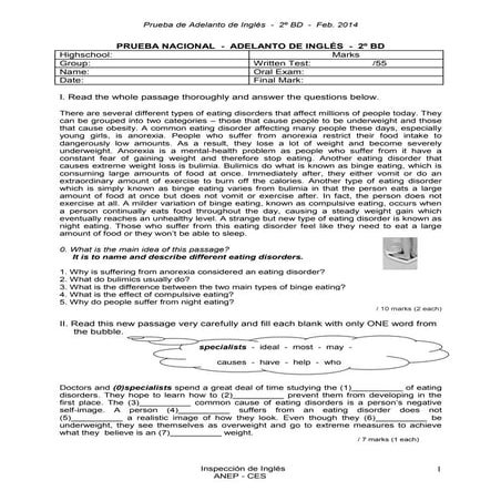 Prueba de adelanto de inglés 2014 2ºbd[1]