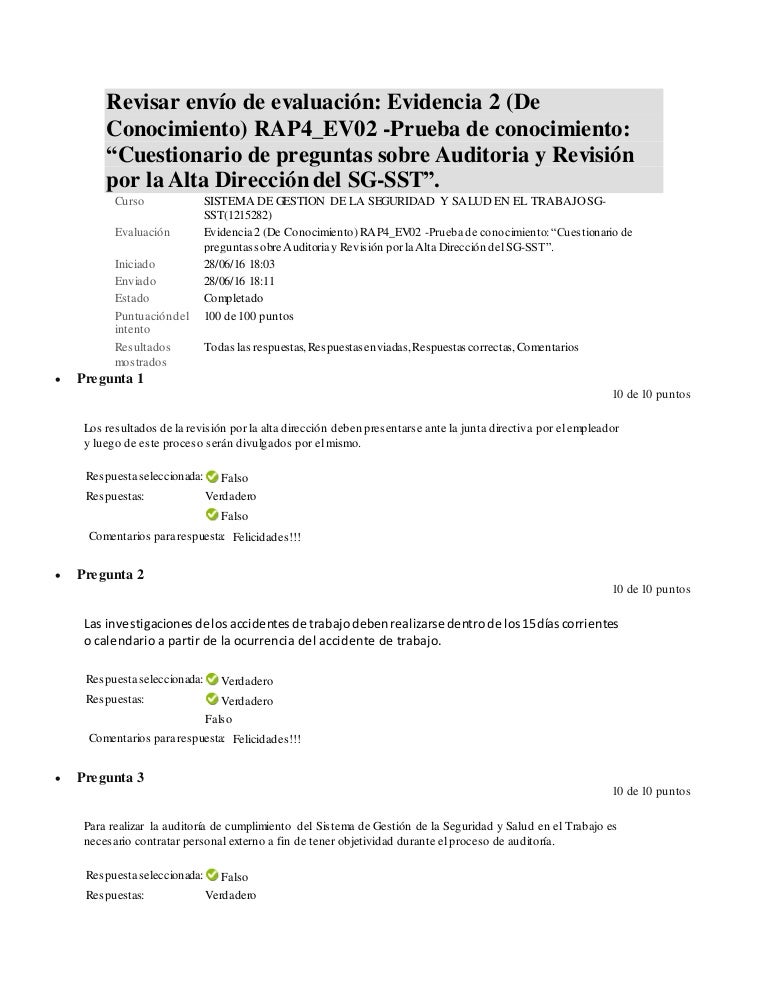 Prueba de conocimiento semana 4 cuestionario de preguntas