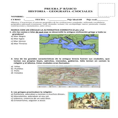 Prueba de historia grecia