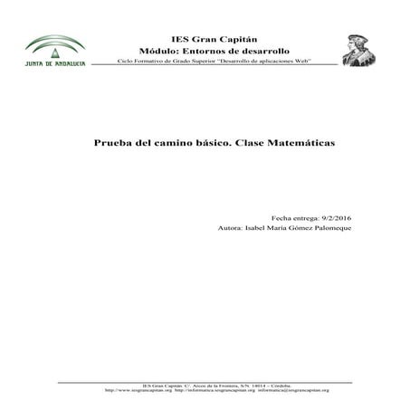 Prueba del Camino Básico.Clase Matemáticas Ampliación.