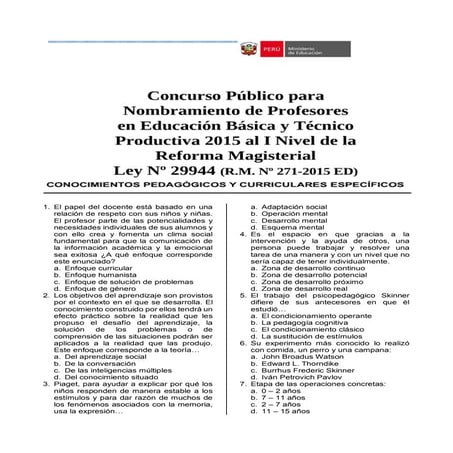 prueba de evaluación docente 2015