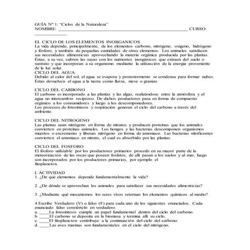 Prueba de los ciclos naturaleza 2da unidad.