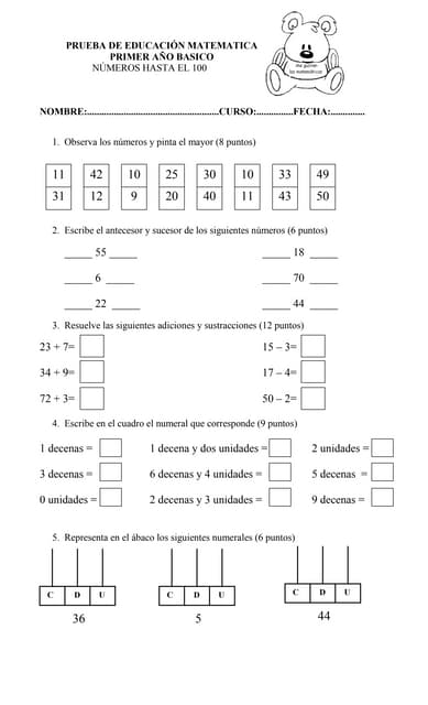 51275665 prueba-diagnostica-para-primer-ano-de-bachillerato m ate