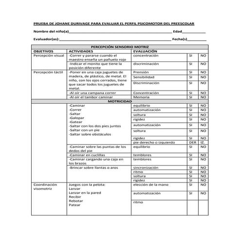 Prueba de motricidad
