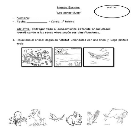 Prueba escrita Los seres vivos