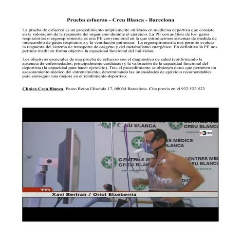 Prueba esfuerzo - Creu Blanca - Barcelona