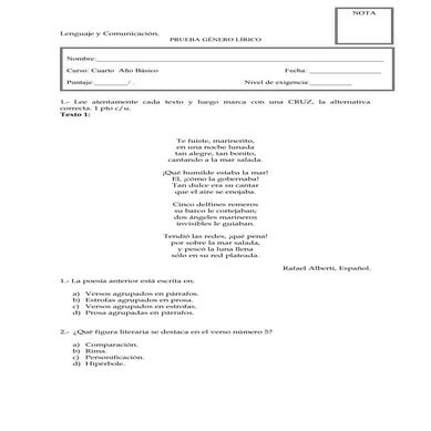 Prueba género lírico