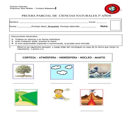 Prueba la tierra 3ºaño(postitulo)