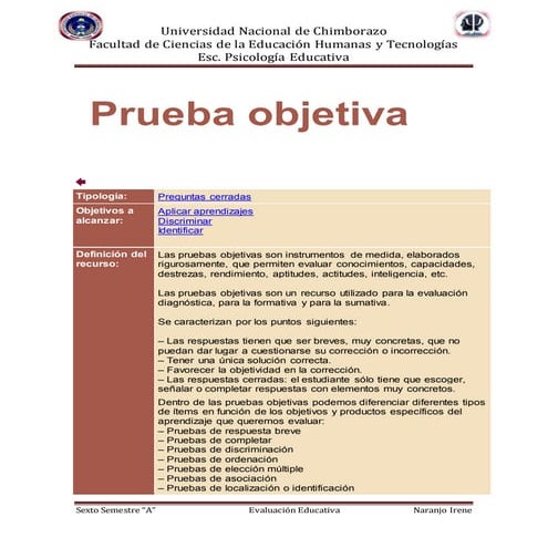Prueba objetiva d