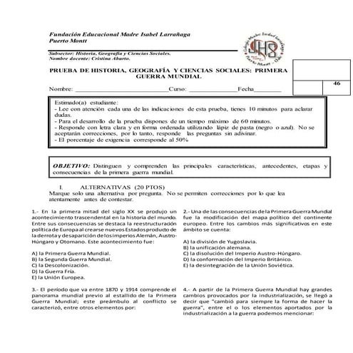 Prueba primera guerra mundial