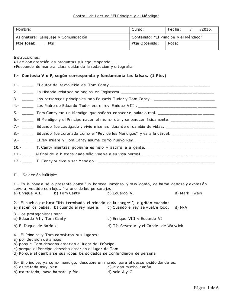 Prueba Principe Y El Mendigo