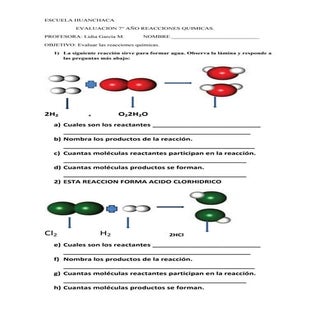 Prueba reacciones quimicas 7° año