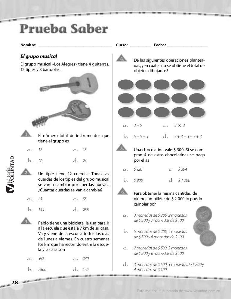 Prueba saber matematicas 5