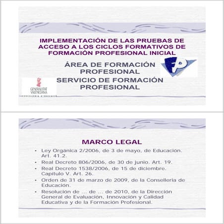 Pruebas acceso ciclos formativos normativa