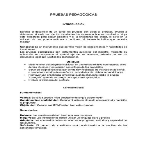 Pruebas pedagógicas
