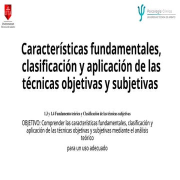 Pruebas Subjetivas de psicología clínica | PPTX