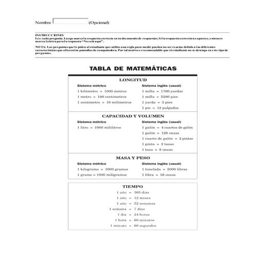 Prueba taks de matemática