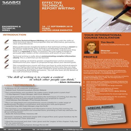 Effective Technical Report Writing 16 - 17 September 2018 Dubai, UAE