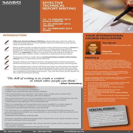 Effective Technical Report Writing 14 - 15 January 2015 Kuala Lumpur / 19 - 2...