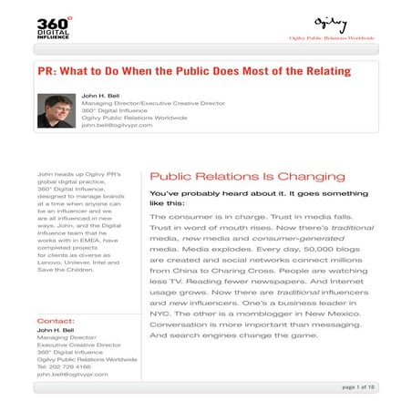 Pr when the public does most of the relating by john bell