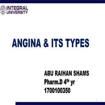 Angina and its types by Abu Raihan Shams