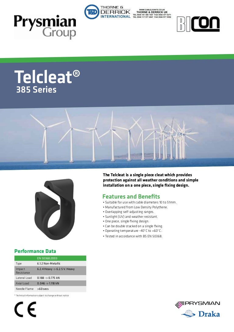 Prysmian Bicon Cable Cleats Prysmian Telcleat 385 Series