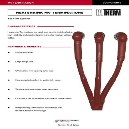 Prysmian Heatshrink MV Terminations For 11kV Systems