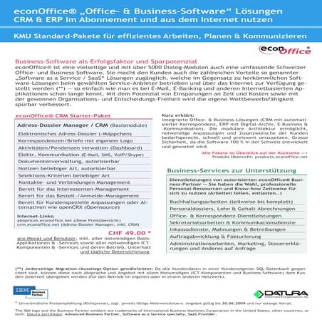 econOffice  Standard Abos - Leistungen und Richtpreise