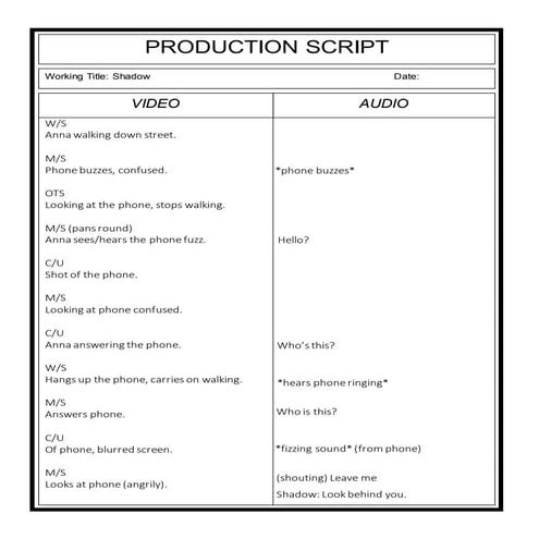 Production script 1