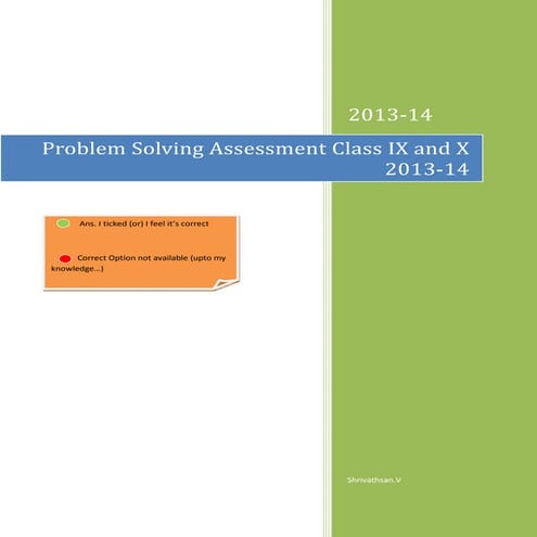 Problem Solving Assessment 2013-14 Answer Keys | PDF | Educational ...