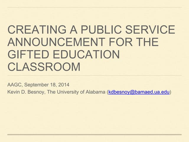 Kevin Besnoy - PSA: AAGC September 18, 2014