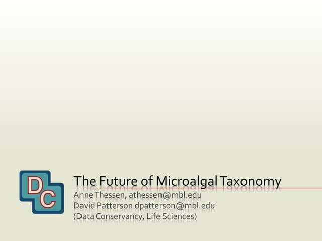 The Future of Microalgal Taxonomy