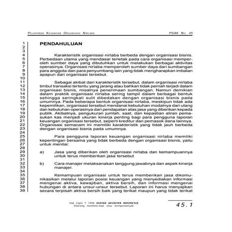 Psak 45 pelaporan keuangan organisasi nirlaba