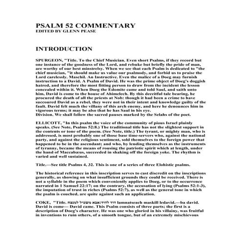 Psalm 52 commentary | PDF