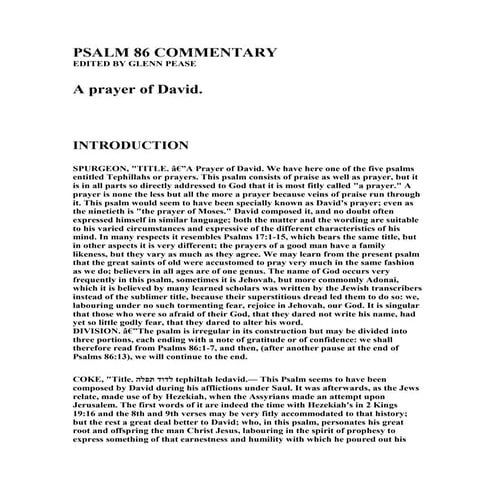 Psalm 86 commentary