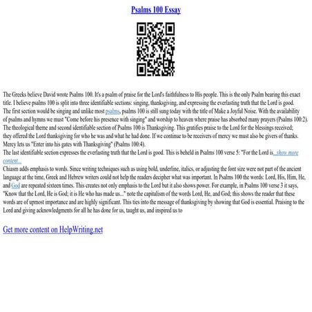 Psalms 100 Essay