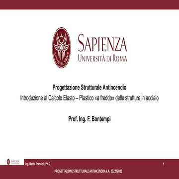 Introduzione al Calcolo Elasto – Plastico «a freddo» delle strutture in acciaio
