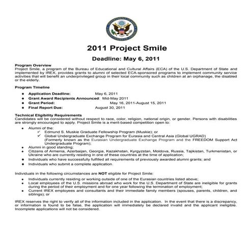 Project Smile, funded ECA of the U.S. Department of State