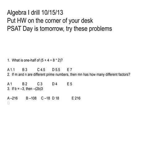 Psat review and more with slope