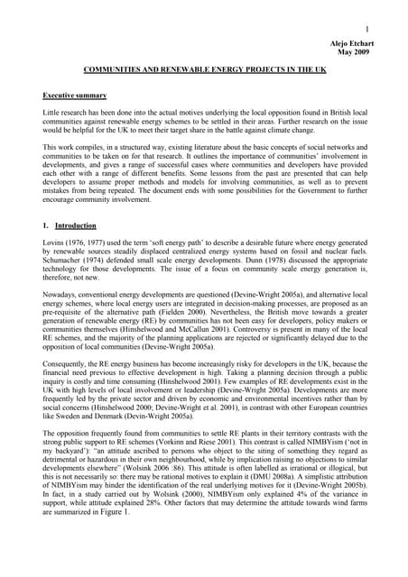 Communities And Renewable Energy in UK