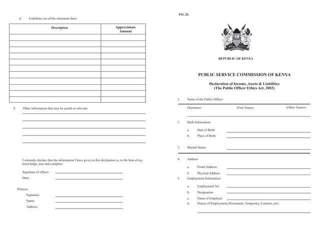 Psc declaration form | PPT